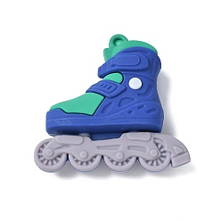 Королевский синий Пластиковые подвески из пвх, кататься на роликах, королевский синий, 49x51.5x15.5 мм, отверстие : 2.5 мм