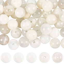 White Moonstone 80 шт. бусины из натурального белого лунного камня, класса AB, круглые, 6 мм, отверстие : 0.8 мм