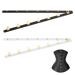 (52) Непрозрачная лаванда 2 пары 2 цвета железный корсет бюск с золотыми 201 пуговицы из нержавеющей стали, борт корсетный бюст для пошива и закрытия женских, разноцветные, 350x24x1~6.5 мм, отверстие : 2.5 мм, 1 пара / цвет