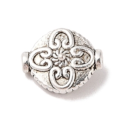 Античное Серебро Сплавочные овальные бусины тибетского стиля , без кадмия и без свинца, плоско-круглые, античное серебро, 13x15x5.5 мм, отверстие : 1.4 мм