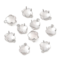 Platinum SHEGRACE Brass Rhinestone Claw Settings, Flower Charms, Cadmium Free & Lead Free & Nickel Free, Platinum, 12x10x5mm, Hole: 1.2mm, Tray Size: 9x8mm
