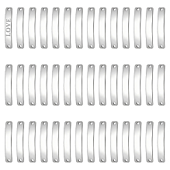 Нержавеющая Сталь Цвет 50шт. 201 звенья/соединители из нержавеющей стали, закругленный прямоугольник, штамповка пустой метки, цвет нержавеющей стали, 28x4.5x1 мм, отверстие : 1.4 мм