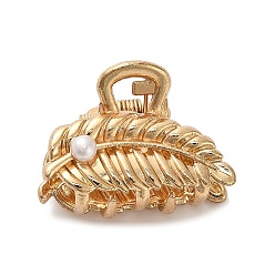 Золотой Сплав клипы коготь волос, с имитацией жемчуга, аксессуары для волос для женщин и девочек, формы раковины, золотые, 19x25.5x19.5 мм