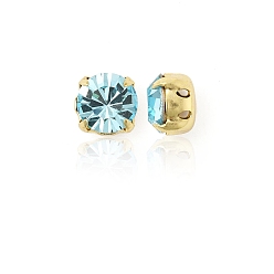 60010 Aqua Bohemica Preciosa® maxima crystal в пришивной чашке, чешский хрусталь, с настройками латуни, 719 37 081 шатон (круглый), золотые, 60010 аква богемика, ss 39 (8.15~8.4 мм)