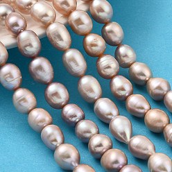чертополох Нити из натурального культивированного пресноводного жемчуга, рис, класс 5, чертополох, 9~10 мм, отверстие : 0.6 мм, около 35~36 шт / нитка, 15.55''~15.75'' (39.5~40 см)