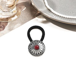 Плоский Круглый Резинки для волос из сплава, с нейлоновым шнуром, с имитацией бирюзы, плоско-круглые, 30 мм