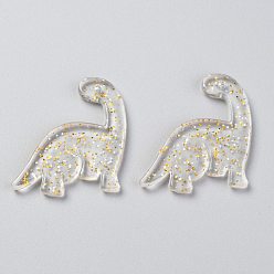 Бежевый Акриловые подвески, блеск порошок, динозавр, бежевые, 29.5x25x3.5 мм, отверстие : 1.3 мм