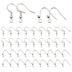 Silver 40Pcs 2 Style Brass Earring Hooks, with Rhinestone Tray, Earring Making Accessories, Silver, 16~18.5x16.5~19mm, Hole: 2mm, Pin: 0.5~0.6mm, 20pcs/style