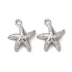 Платина Латунь с кубическим цирконием подвеской, прелести морская звезда, прозрачные, платина, 14x12x2.5 мм, отверстие : 1.2 мм