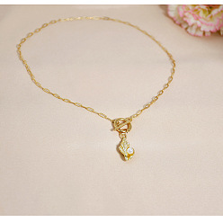 Золотой Ожерелья из жемчуга и сплава, латунные цепочки-скрепки для женщин, формы раковины, золотые, 17.72 дюйм (45 см)