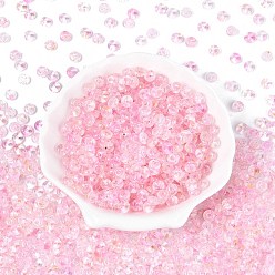 Бледно-Розовый Прозрачные стеклянные бусины для выпечки, рондель, розовый жемчуг, 6x3 мм, отверстие : 1.2 мм, Около 2368 шт / фунт