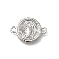 Платина Латунные плоские круглые подвески с девственными соединителями, без кадмия и без свинца, стойки покрытие, долговечный, платина, 15.5x21.5x2.5 мм, отверстие : 1.2 мм