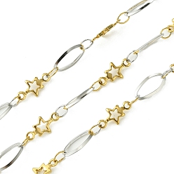 Золотой & Цвет Нержавеющей Стали Ионное покрытие (ip) 304 цепи из нержавеющей стали, пайки, с катушкой, золотые и нержавеющая сталь цвет, 9x4.5x0.8 мм