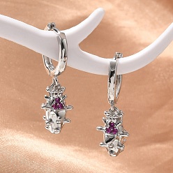 Другие Латунные кубических серьги циркония обруч, без свинца и без кадмия, платина, питайи, 27x9 мм