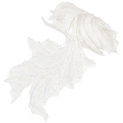 White 1 Yard Polyester Computerized Embroidery Cloth Ornament Accessories, Flower, 1Pc Cardboard Display Card, White, 125x3mm