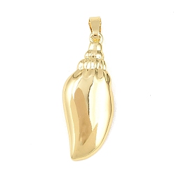 Другие Латунные подвески, золотые, раковина, 36x14x7 мм, отверстие : 8x4.5 мм