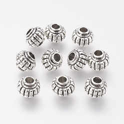 Античное Серебро Сплавочные европейские бусины, большое отверстие шарик, тыква, античное серебро, 11x9 мм, отверстие : 4 мм