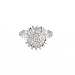 Letter D Не тускнеет 304 нержавеющая сталь плоский круглый с начальной буквой открытое манжетное кольцо для мужчин и женщин, letter.d, размер США 10 3/4 (20.3 мм)