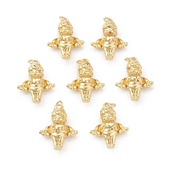 Настоящее золото 18K Кулоны из экологически чистой латуни, с целью перехода в кольце, без свинца и без кадмия, очарование купидона, реальный 18 k позолоченный, 21x16.5x6 мм, отверстие : 3.5 мм