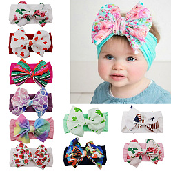 Mixed Color Nylon Elastic Baby Headbands, for Girls, Hair Accessories, Bowknot, Mixed Color, 160x80mm