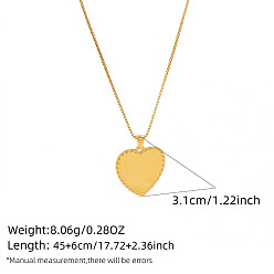 Heart 304 Stainless Steel Geometric Pendant Necklaces for Women, Golden, Heart, 17.72 inch(45cm), Pendant: 31mm