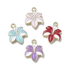 (52) Непрозрачная лаванда Подвески из эмали и сплава, , золотые, разноцветные, 19x16x2 мм, отверстие : 1.8 мм