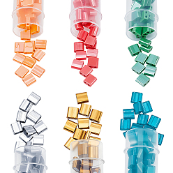 (52) Непрозрачная лаванда 240 шт. 6 цвета 2 стеклянный бисер с отверстиями, прямоугольные, разноцветные, 5x4.5~5.5x2~2.5 мм, отверстие : 0.5~0.8 мм, 40 шт / цвет