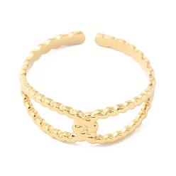 Real 14K Gold Plated 304 Stainless Steel Hollow Knot Open Cuff Rings, Real 14K Gold Plated, Inner Diameter: 17mm