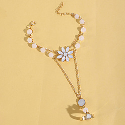 Белый Браслеты из цветочного сплава для женщин, золотые, белые, 7-1/2 дюйм (19 см)