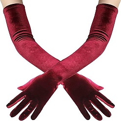 Темно-Красный Бархатные женские длинные перчатки, для свадебных чаепитий выпускного вечера, темно-красный, 525x100x7.5 мм