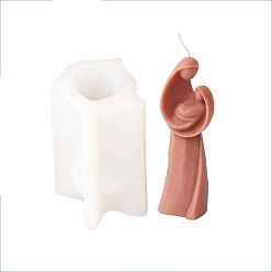 Белый Силиконовые портретные формы для свечей своими руками, для изготовления ароматических свечей, абстрактный стиль религия Дева Мария держит статую младенца, белые, 6.5x10.5 см