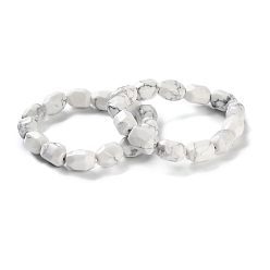 Говлит Натуральные бусины говлита эластичные браслеты для женщин и мужчин, колонка, внутренний диаметр: 2-1/4 дюйм (5.8 см)