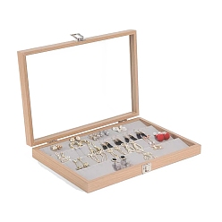 Navajo White Rectangle Wooden Earrings Presentation Boxes, Clear Visible Jewelry Display Case for Earrings, Navajo White, 350x240x45mm