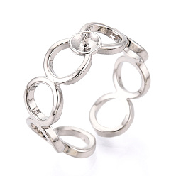 Платина Кольцо латунный и эмалированный колышек для чашки кольца, регулируемые настройки колец для полупросверленных бусин, без кадмия, без никеля и без свинца, платина, 7 мм, регулируемый, штифты : 0.6~0.7 мм