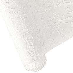 Белый 1 листовая ткань с тисненым цветочным узором, имитирующая кожу, для поделок из кожи, аксессуары для изготовления сумок, белые, 300x1350 мм