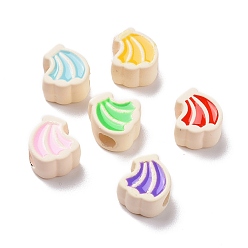 Mixed Color Rubberized Style Acrylic European Beads, with Enamel, Large Hole Beads, Banana, Mixed Color, 12x10x7.4mm, Hole: 4.3mm