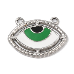 Stainless Steel Color 304 Stainless Steel Enamel Pendants, Evil Eye Charm, Stainless Steel Color, 19x26x2mm, Hole: 1.8mm