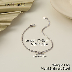 Stainless Steel Color 304 Stainless Steel Link Bracelets for Women, Tarnish Free, Stainless Steel Color, 6.69 inch(17cm)