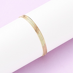 Золотой 304 плоские браслеты в виде змеиной цепочки из нержавеющей стали., золотые, 6-1/8x1/4 дюйм (15.5x0.6 см)