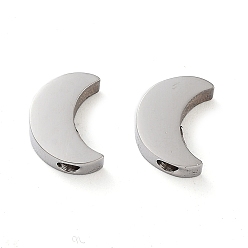 Stainless Steel Color Non-Tarnish 304 Stainless Steel Charms, Moon Charm, Stainless Steel Color, 8.6x6.5x3mm, Hole: 1.8mm