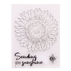 Flower Clear Silicone Stamps, for DIY Scrapbooking, Photo Album Decorative, Cards Making, Stamp Sheets, Sunflower Pattern, 13.5x10cm