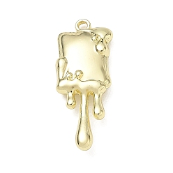 Golden Alloy Pendants, Rectangle with Wax Shape Edge Charms, Golden, 30.5x11.5x5mm, Hole: 1.5mm
