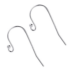 Platinum Anti-Tarnish 925 Sterling Silver Earring Hooks, Platinum, 24x12x1.5mm, Pin: 0.9mm, 12pairs/set