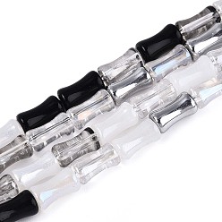 Черный Стеклянные бусины с гальваническим покрытием , бамбук, чёрные, 7.5~8x4~4.5 мм, отверстие : 0.8~0.9 мм, около 23 шт / нитка, 7.09 дюйм (18 см)