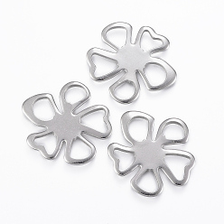 Stainless Steel Color Tarnish Resistant 304 Stainless Steel Filigree Joiners, Flower, Stainless Steel Color, 26.5x25x1.5mm, Hole: 5~7mm