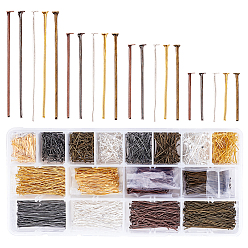 Mixed Color Iron Flat Head Pins, Mixed Color, 21.8x11x3cm, 2000pcs/box