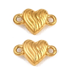 Real 18K Gold Plated 304 Stainless Steel Connector Charms, Wavy Heart Links, Ion Plating(IP), Long-Lasting Plated, Real 18K Gold Plated, 6x9x2.8mm, Hole: 1mm, about 15pcs/bag