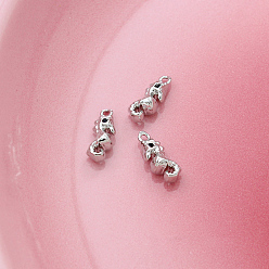 Sea Horse Подвески из латуни со стразами, платина, прелести морских коньков, 14x5 мм