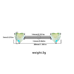 Сердце 316l Кольца для сосков из хирургической нержавеющей стали и акрила, цвет нержавеющей стали, сердце, 14 мм, штифты : 1.6 мм