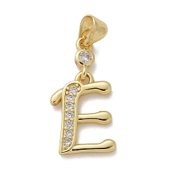Letter E Латунные микро проложить кубического циркония подвески, долговечный, без свинца и без кадмия, стойки покрытие, письмо амулеты, Письмо E, 15x11x2 мм, отверстие : 4.5x3.5 мм